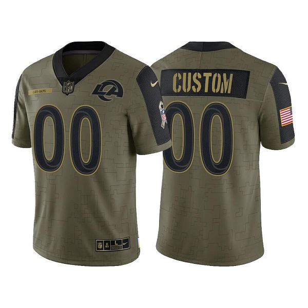 Men's Los Angeles Rams Customized 2021 Olive Salute To Service Limited Stitched Jersey